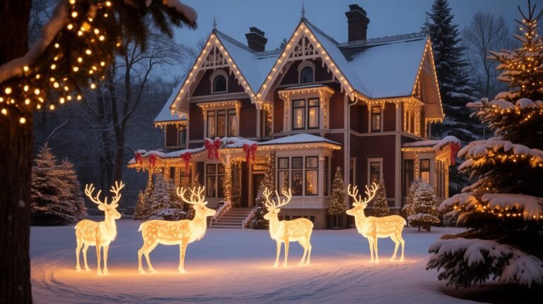 house decoration ideas glowing with golden lights and snow