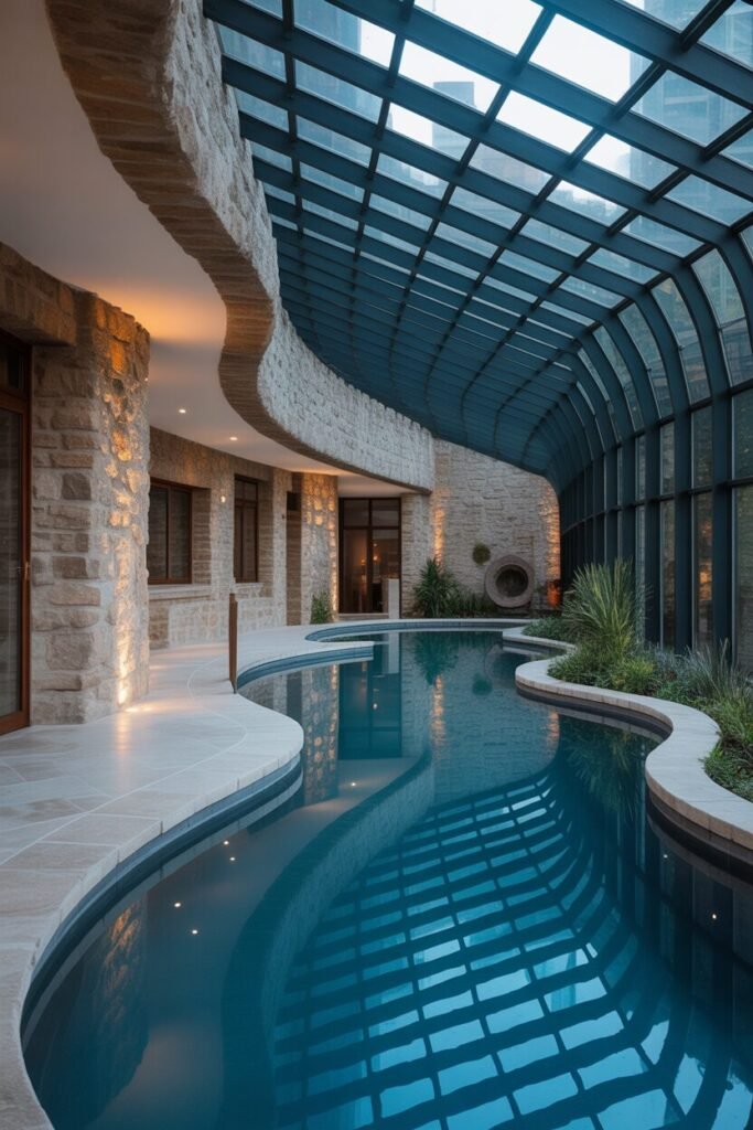 curved luxurious indoor swimming pools for home