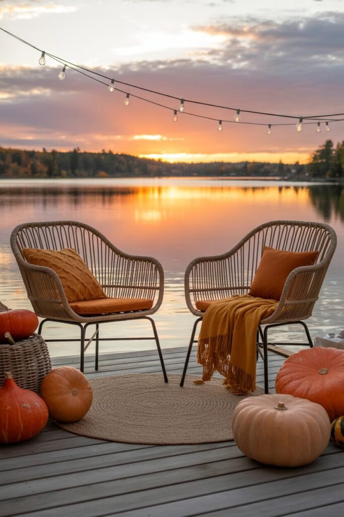 15 Stunning Fall Porch Decor Ideas 13 lakefront autumn patio decor ideas