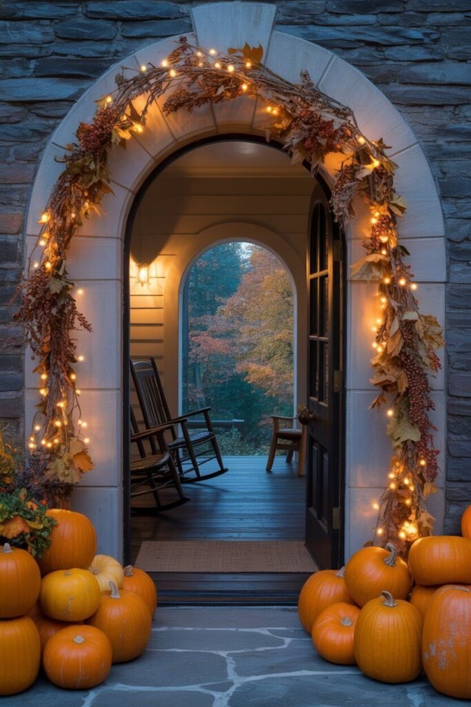 15 Stunning Fall Porch Decor Ideas 9 pumpkin archway fall porch decor ideas