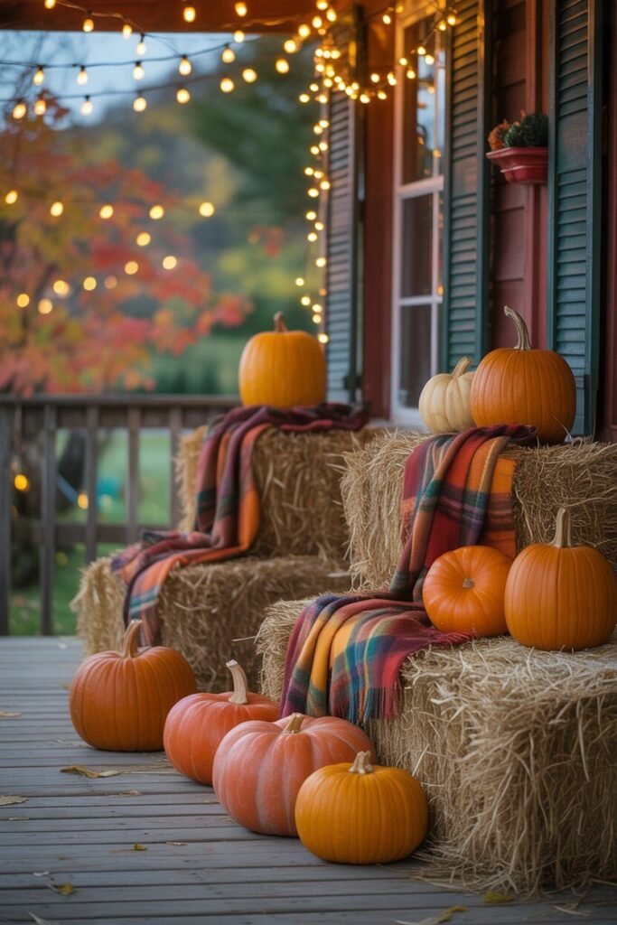 15 Stunning Fall Porch Decor Ideas 7 rustic hay bale fall porch decor