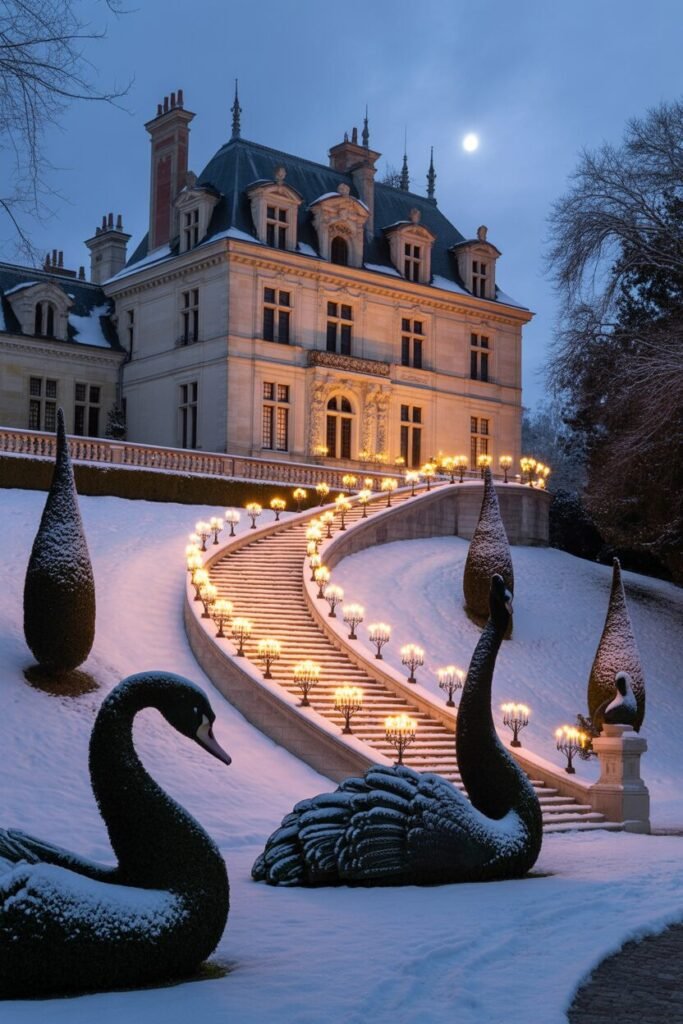 19 Magical Christmas House Decoration Ideas 18 Christmas chateau decorations