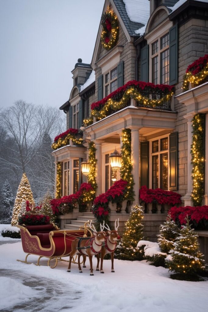 19 Magical Christmas House Decoration Ideas 16 royal Christmas manor decorations