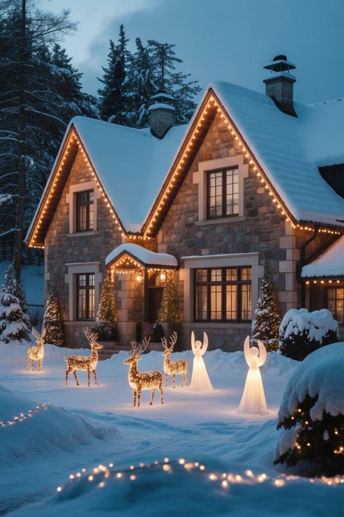 19 Magical Christmas House Decoration Ideas 4 snow-covered Christmas villa