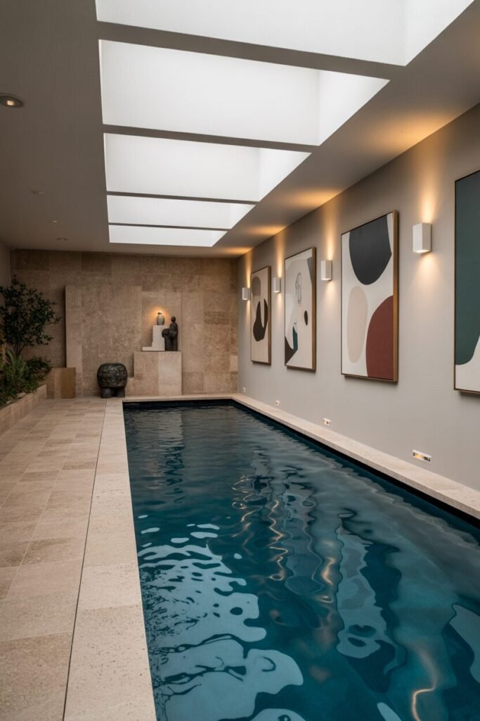 narrow luxurious indoor swimming pools for home