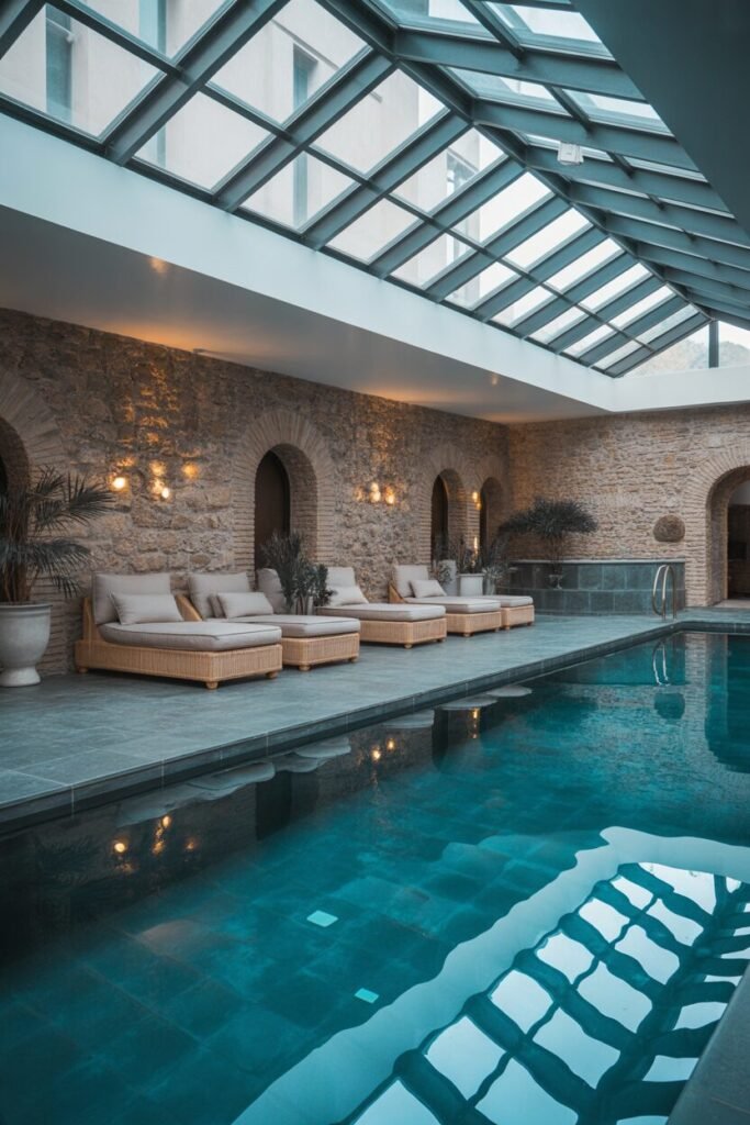 skylight luxurious indoor swimming pools for home