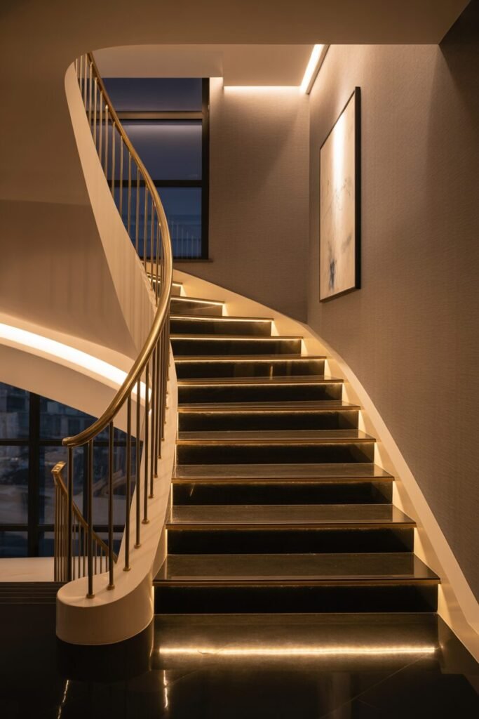  metal luxurious modern stairs for home