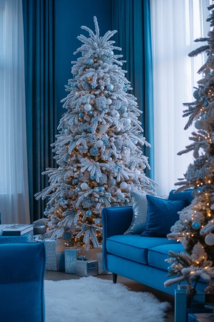 16 Blue and Ice Luxury Christmas Living Room 2 frosted blue luxury room