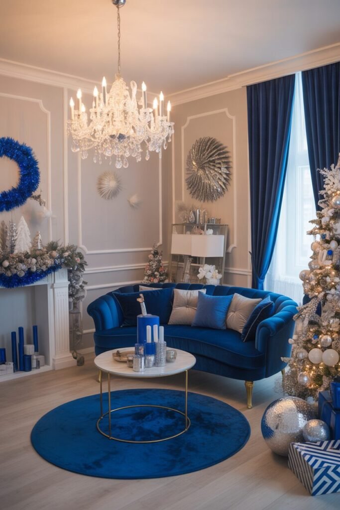 16 Blue and Ice Luxury Christmas Living Room 7 blue and ice luxury Christmas living room