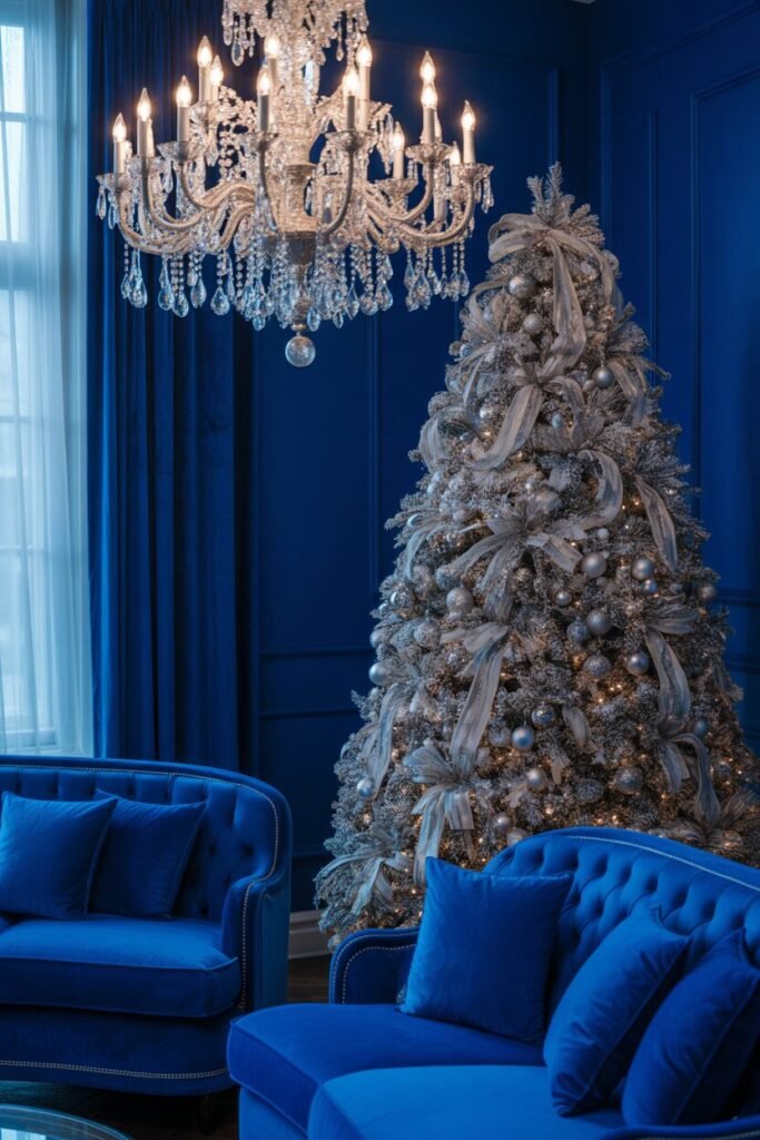 16 Blue and Ice Luxury Christmas Living Room 8 royal blue luxury room