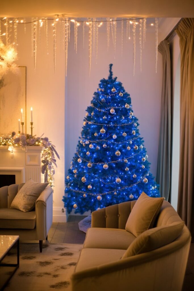 16 Blue and Ice Luxury Christmas Living Room 9 crystal icicle luxury room