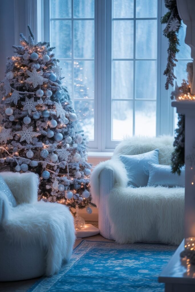 16 Blue and Ice Luxury Christmas Living Room 11 fairy tale luxury room