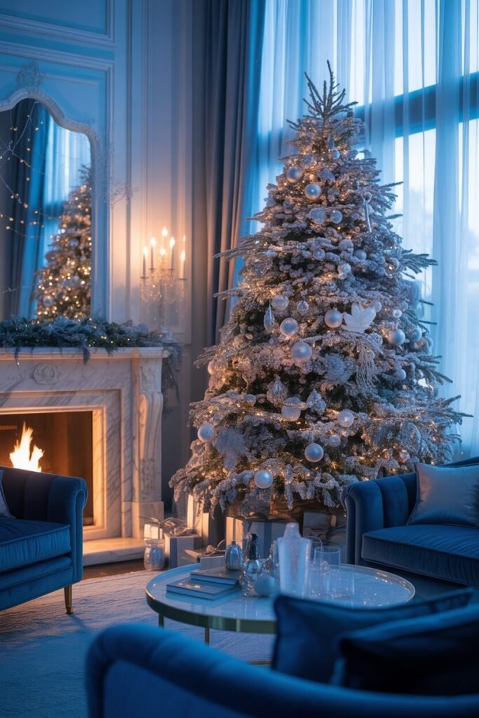 16 Blue and Ice Luxury Christmas Living Room 19 midnight blue luxury room