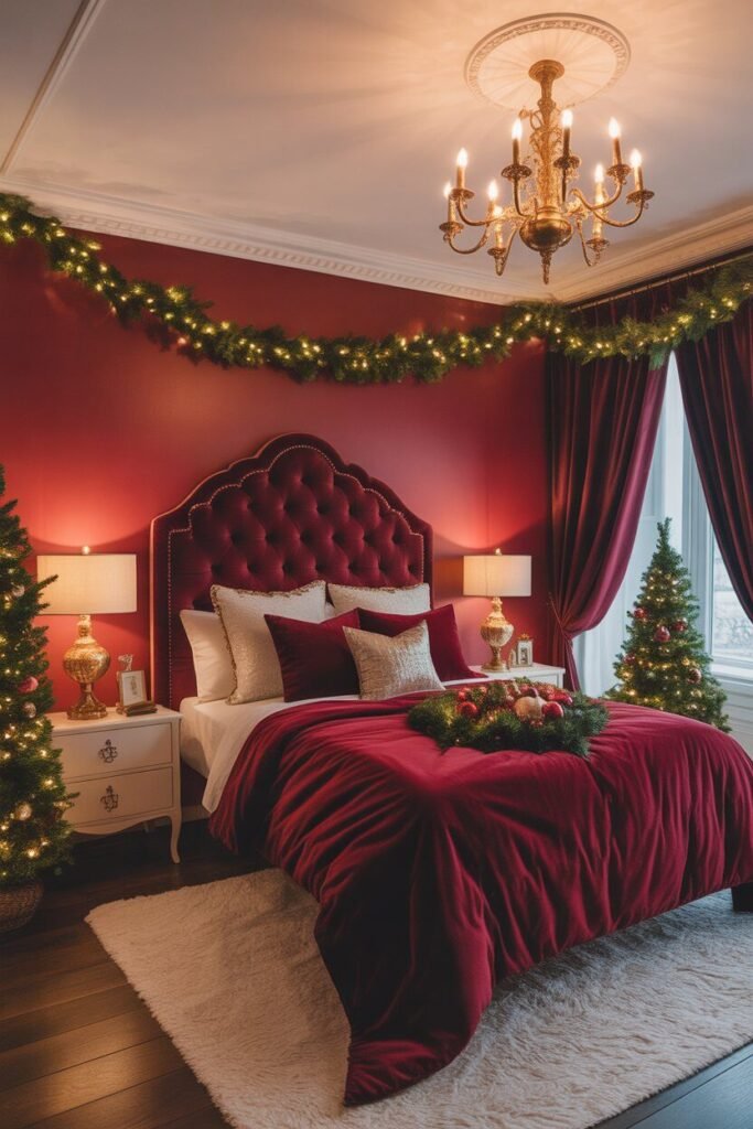15 Lavish Red and Gold Christmas Bedroom Ideas 3 red gold bedroom