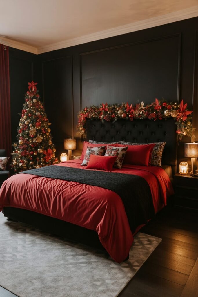 15 Lavish Red and Gold Christmas Bedroom Ideas 5 red and gold christmas bedroom