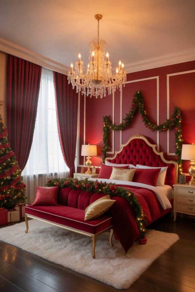 15 Lavish Red and Gold Christmas Bedroom Ideas 6 red gold bedroom