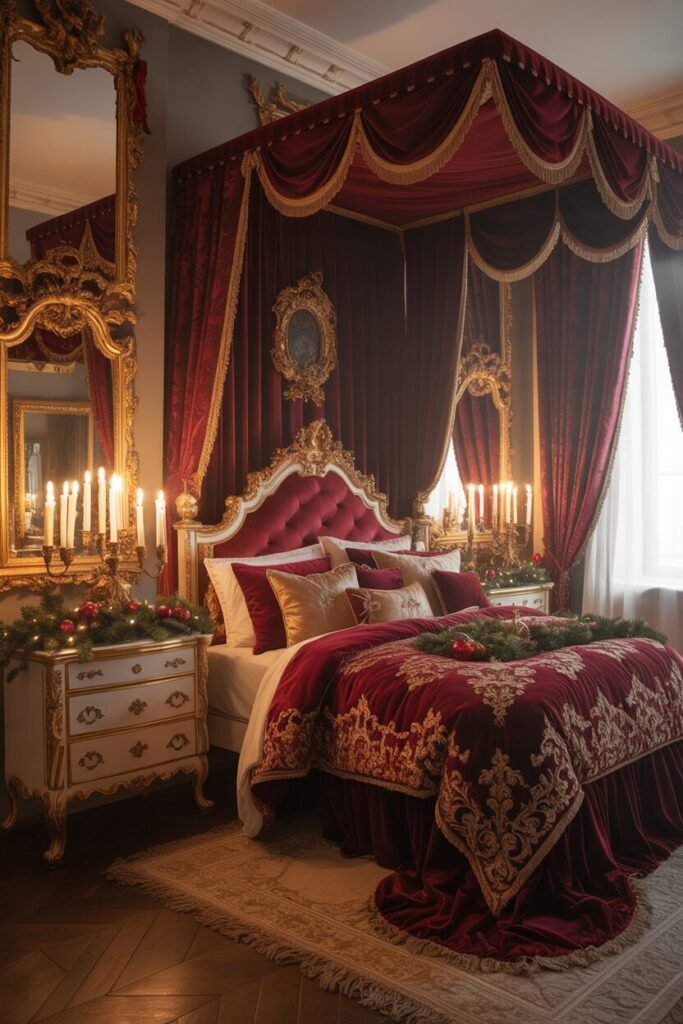 15 Lavish Red and Gold Christmas Bedroom Ideas 10 red gold bedroom