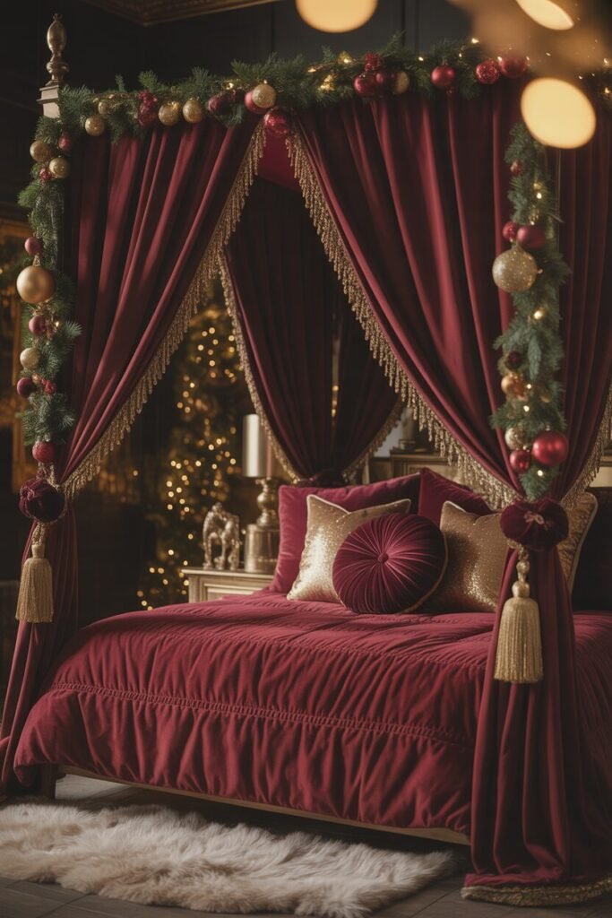 15 Lavish Red and Gold Christmas Bedroom Ideas 11 red gold bedroom