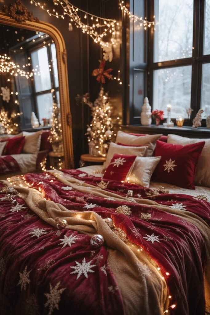 15 Lavish Red and Gold Christmas Bedroom Ideas 12 red gold bedroom