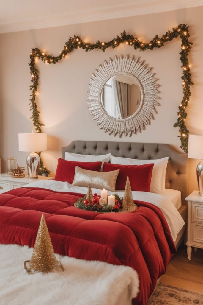 15 Lavish Red and Gold Christmas Bedroom Ideas 14 crystal red gold bedroom