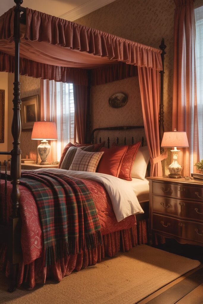 15 Lavish Red and Gold Christmas Bedroom Ideas 15 farmhouse red gold bedroom