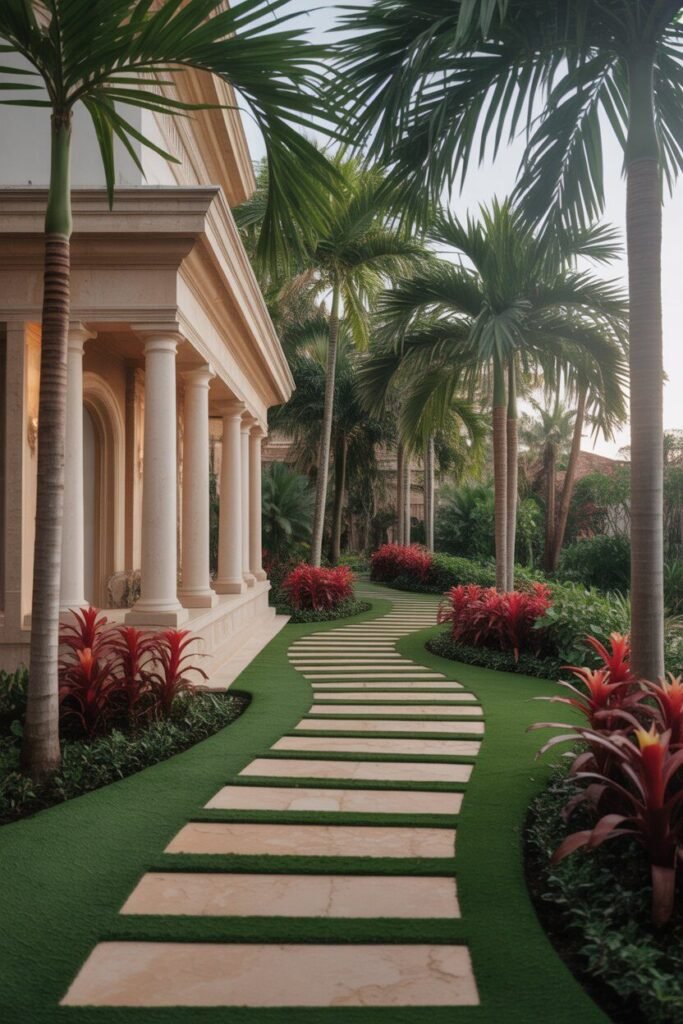 15 Stunning Tropical Garden Pathway Ideas 21 Palm avenue tropical pathway