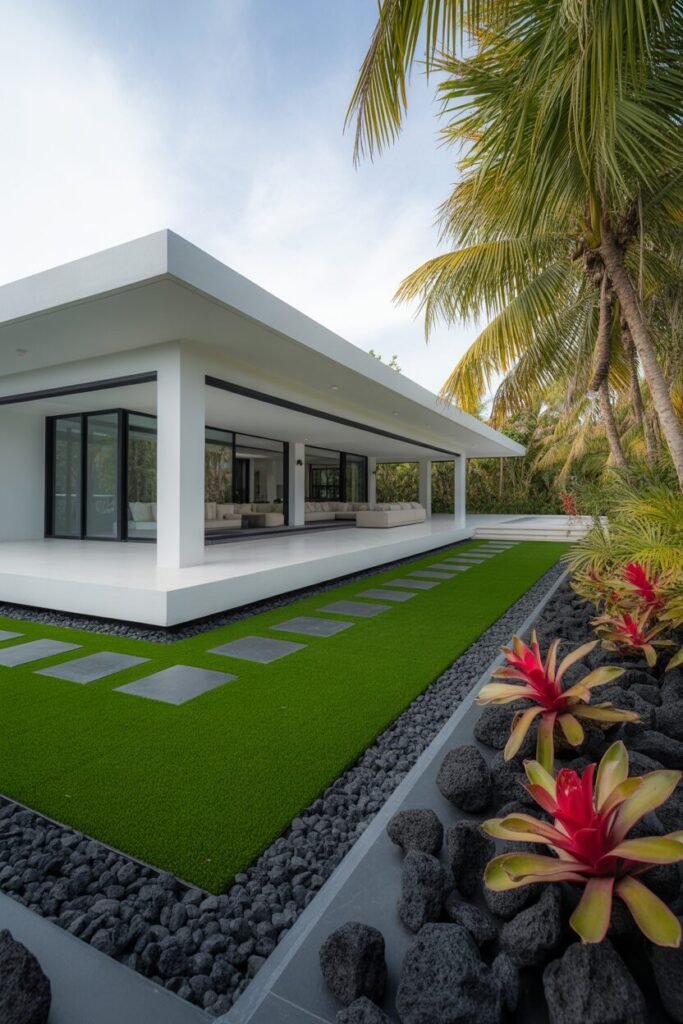 15 Stunning Tropical Garden Pathway Ideas 9 Black lava tropical pathway