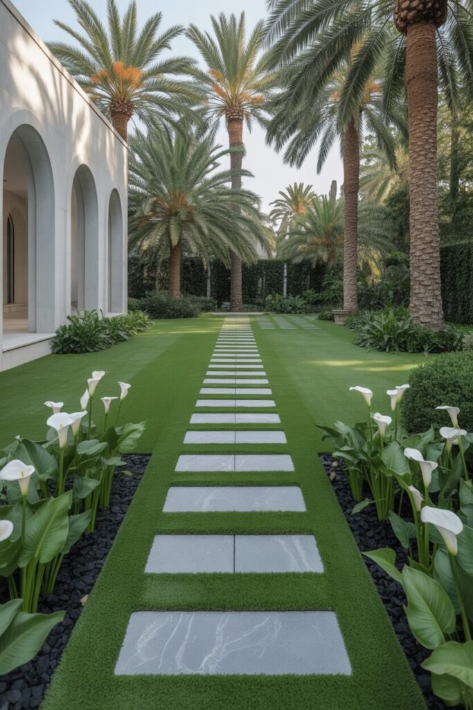 15 Stunning Tropical Garden Pathway Ideas 5 Pure white tropical garden pathway