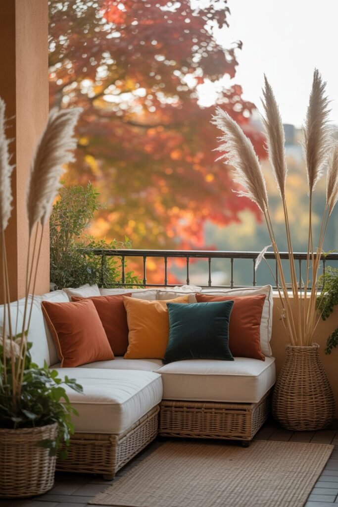 boho cozy autumn balcony