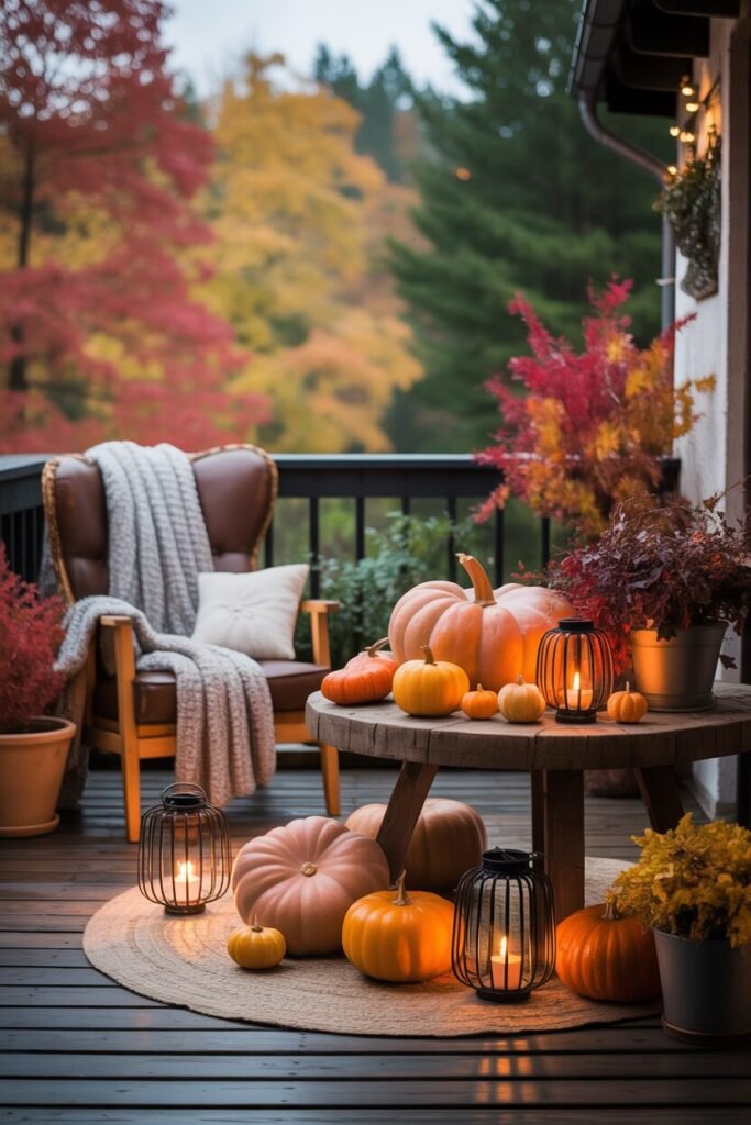 woodland cozy autumn balcony