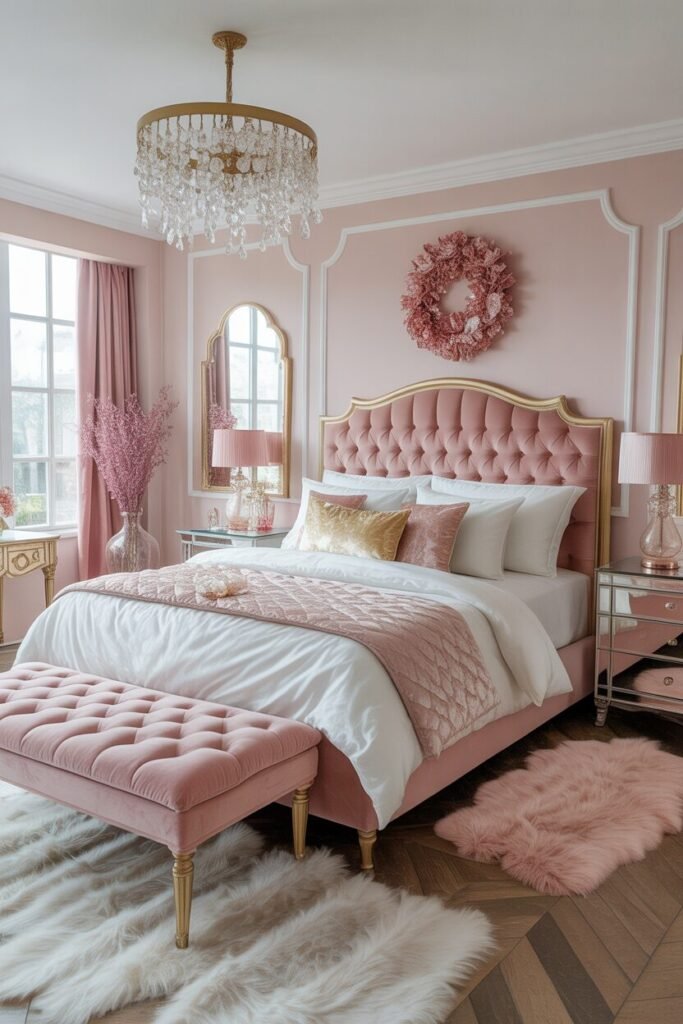 15 Modern Chic Feminine Bedroom Ideas for Elegant Glam Decor 2 blush gold feminine bedroom