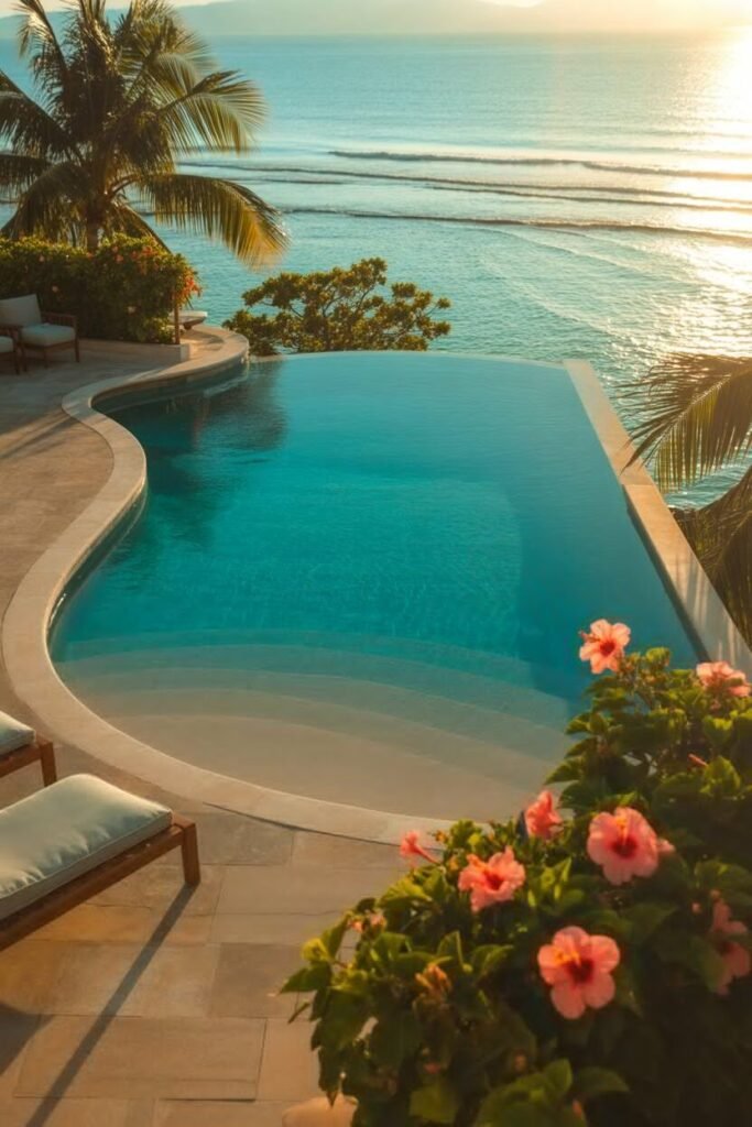 15 Creative Beach Entry Pool Designs to Elevate Your Outdoor Space 5 infinity edge beach entry pool