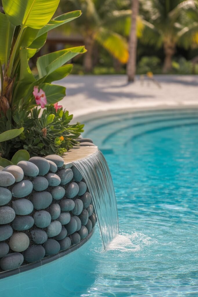 15 Creative Beach Entry Pool Designs to Elevate Your Outdoor Space 12 waterfall beach entry pool