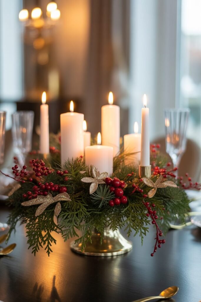13 Stylish Christmas Centerpiece Ideas to Elevate Your Holiday Table 16 metallic gold centerpiece