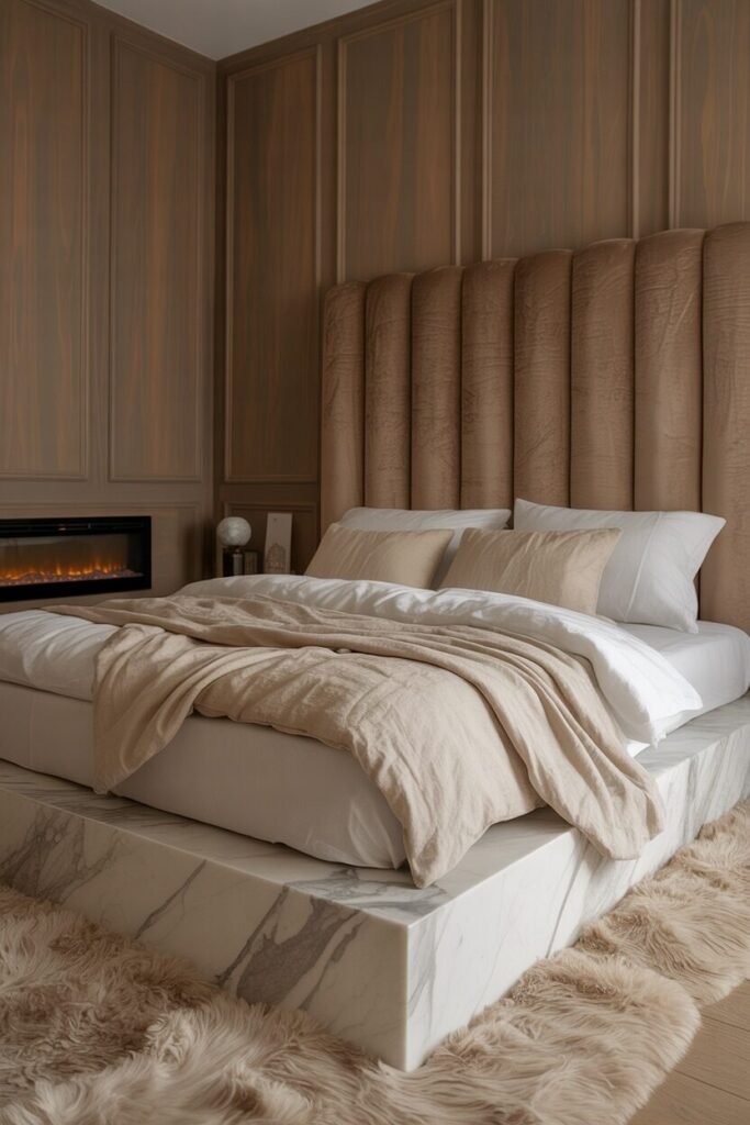 20 Luxurious Modern Bedroom Ideas 14 luxurious modern bedroom with fireplace and velvet