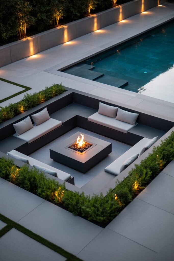 geometric modern luxury backyard 