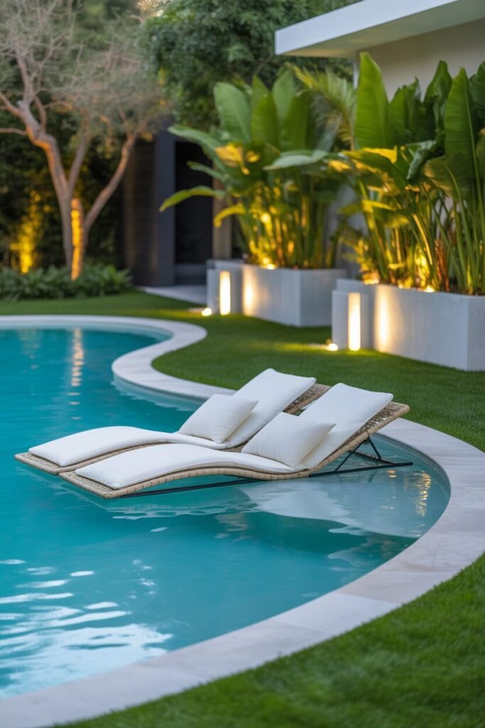  backyard with curved pool