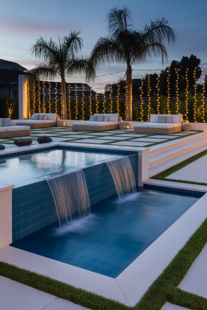 modern backyard with infinity spa