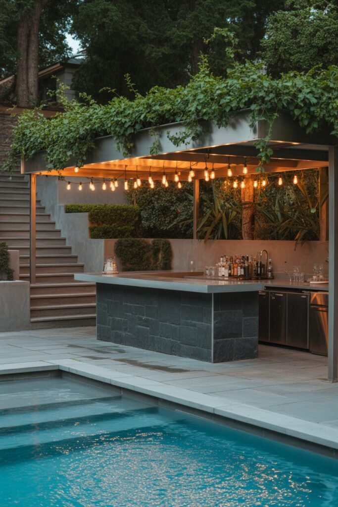 modern backyard with lounge bar