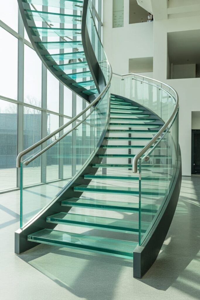 glass luxurious modern stairs for home