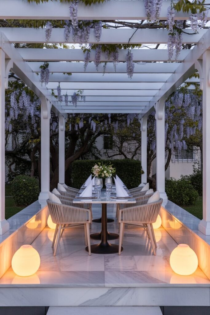 backyard pergola dining area