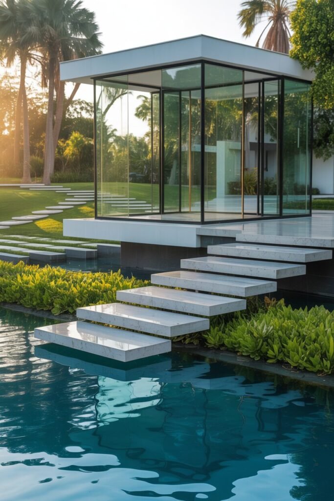 20 Luxurious Modern villa Backyard 6 backyard with floating steps