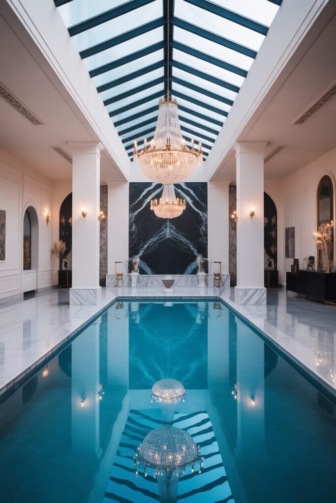  marble luxurious indoor swimming pools for home
