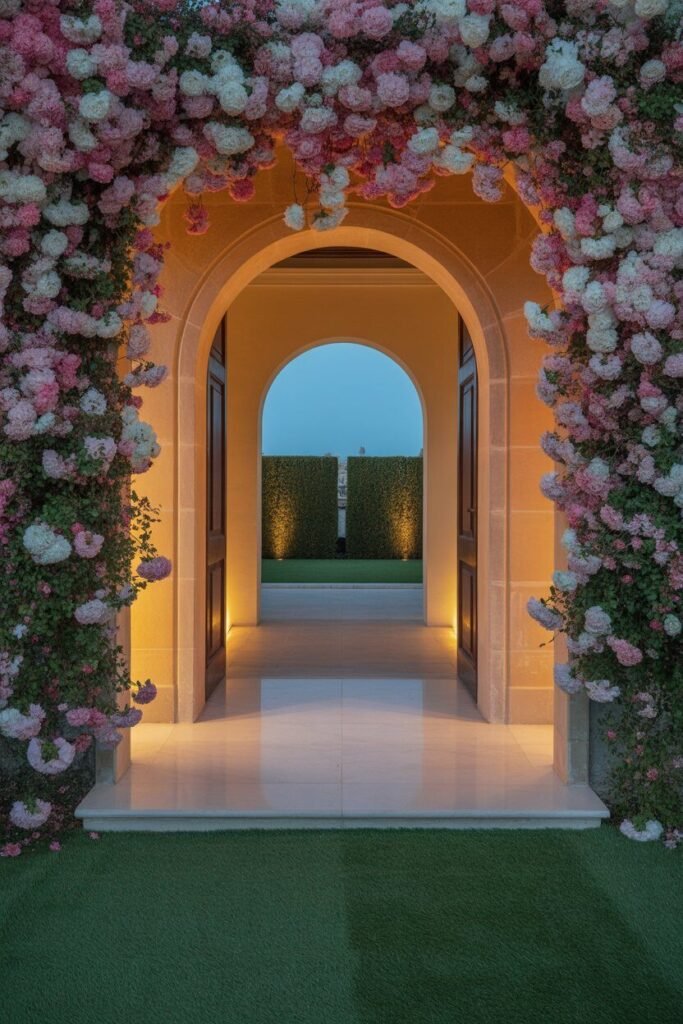 20 Luxurious Modern villa Backyard 15 backyard with flower tunnel