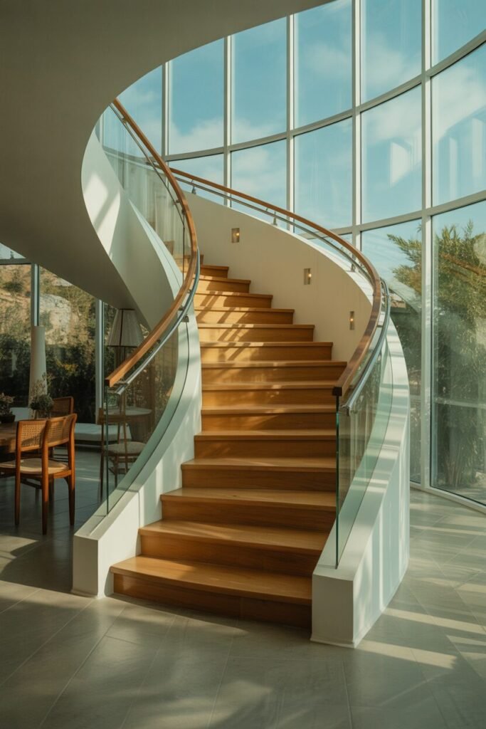 curved luxurious modern stairs for home