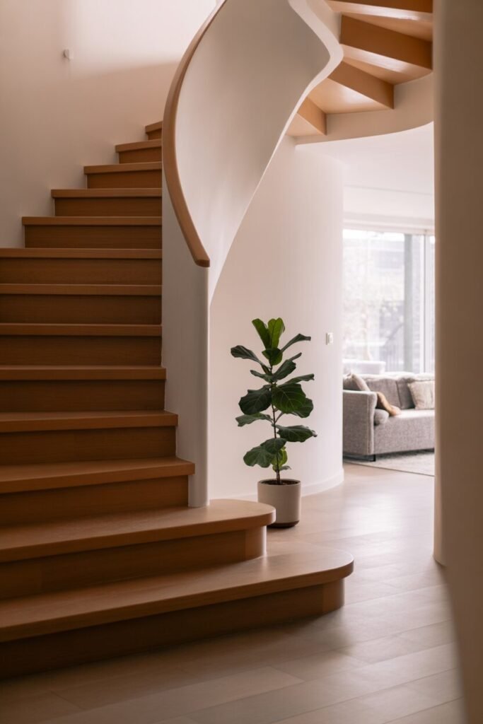 wooden luxurious modern stairs for home