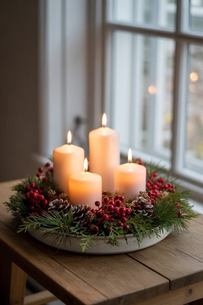 13 Stylish Christmas Centerpiece Ideas to Elevate Your Holiday Table 9 cozy ceramic centerpiece