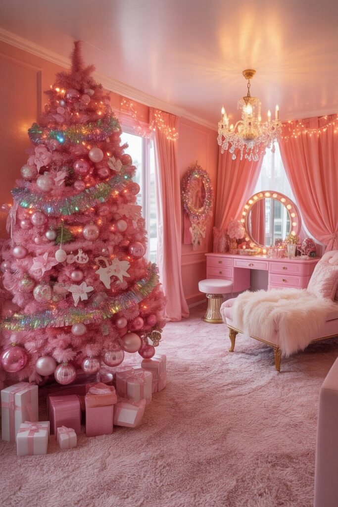 christmas decor pink barbie