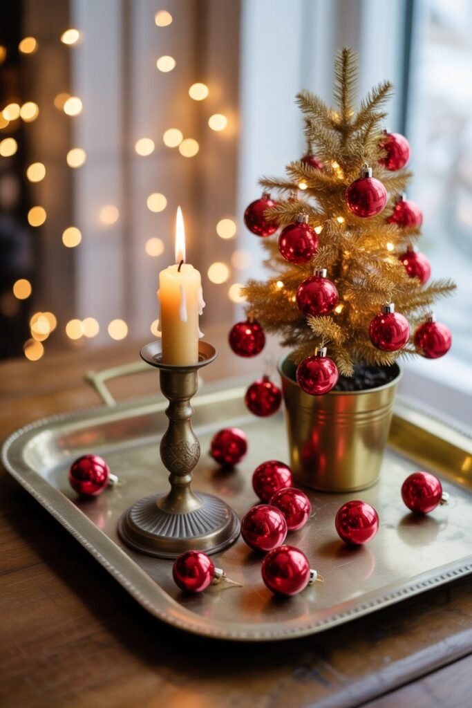 15 Christmas Coffee Table Tray Decor Ideas for a Stylish Holiday Home 2025 7 vintage Christmas coffee table tray