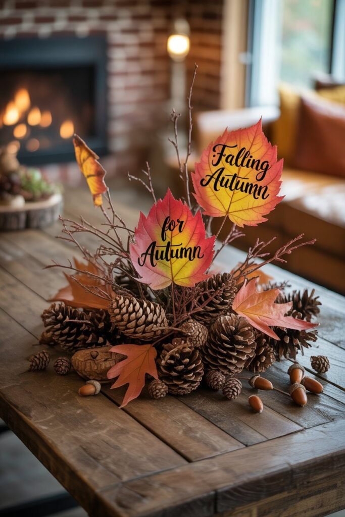 calligraphy leaf centerpiece